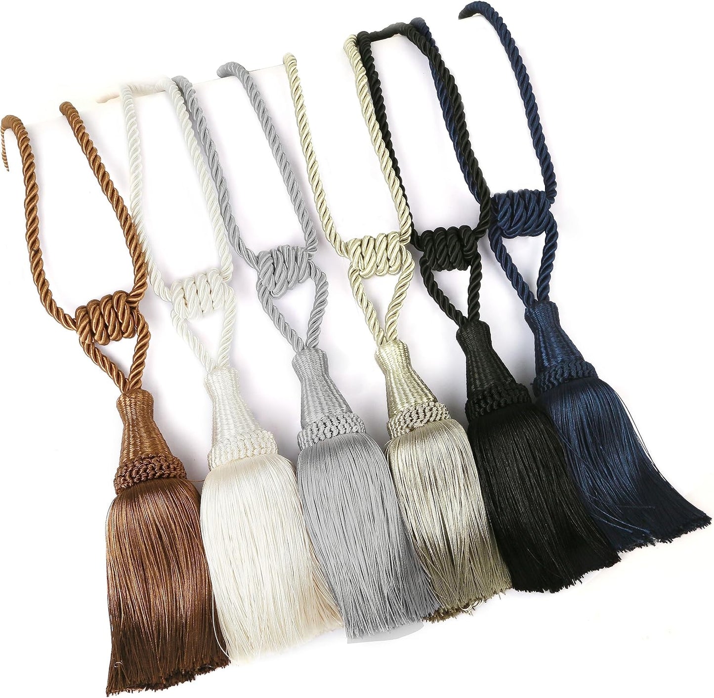 Curtain Tiebacks Handmade Holdbacks for Curtains Drape Decorative Tie Backs with Tassels(Coffee, 2 Pack)