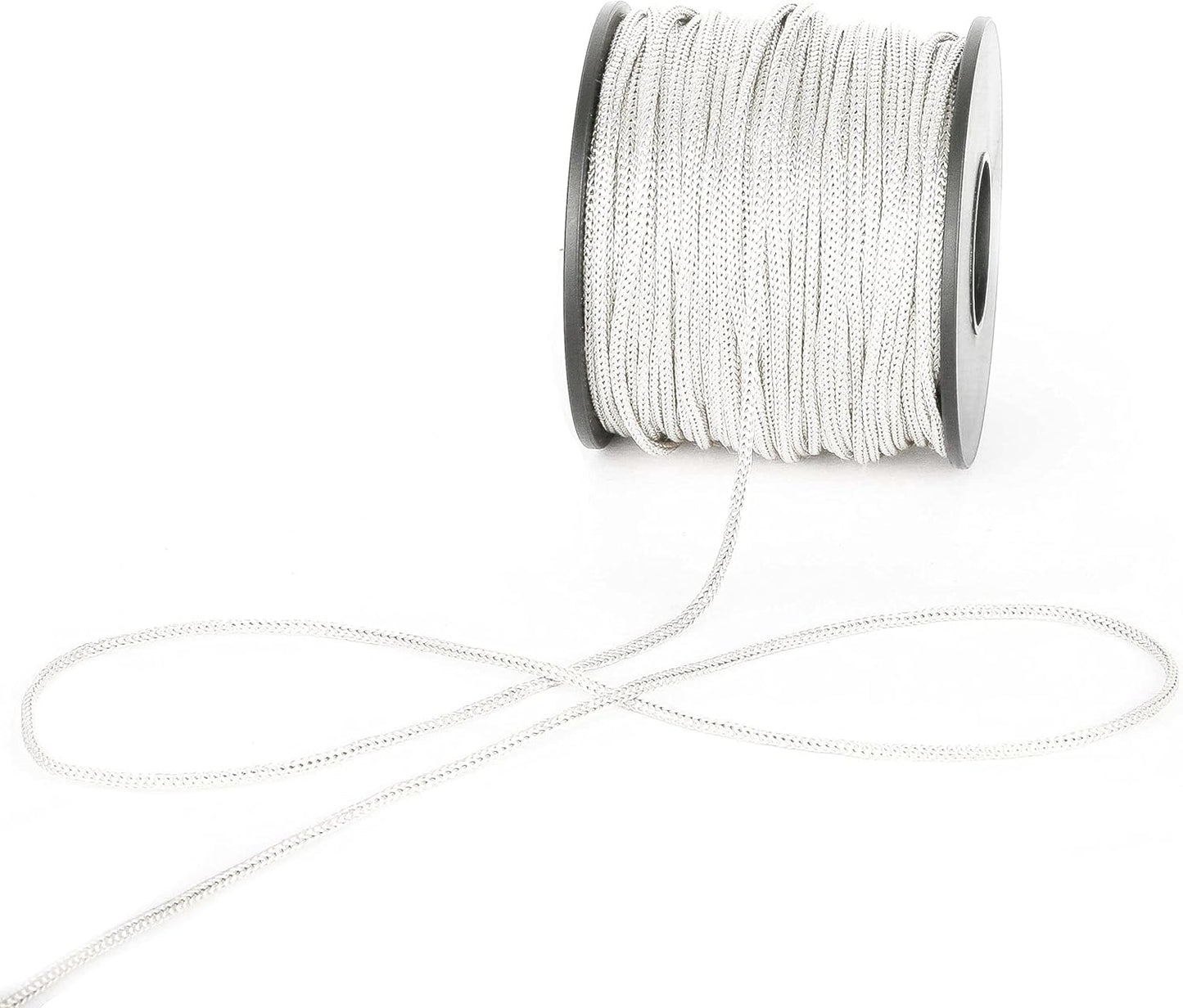 Nylon Satin Cord, 2mm 50 Yards Braided Lift Shade Cord for Necklace Bracelet String Cord, Blind Shade, Trim and Shoelaces (White)