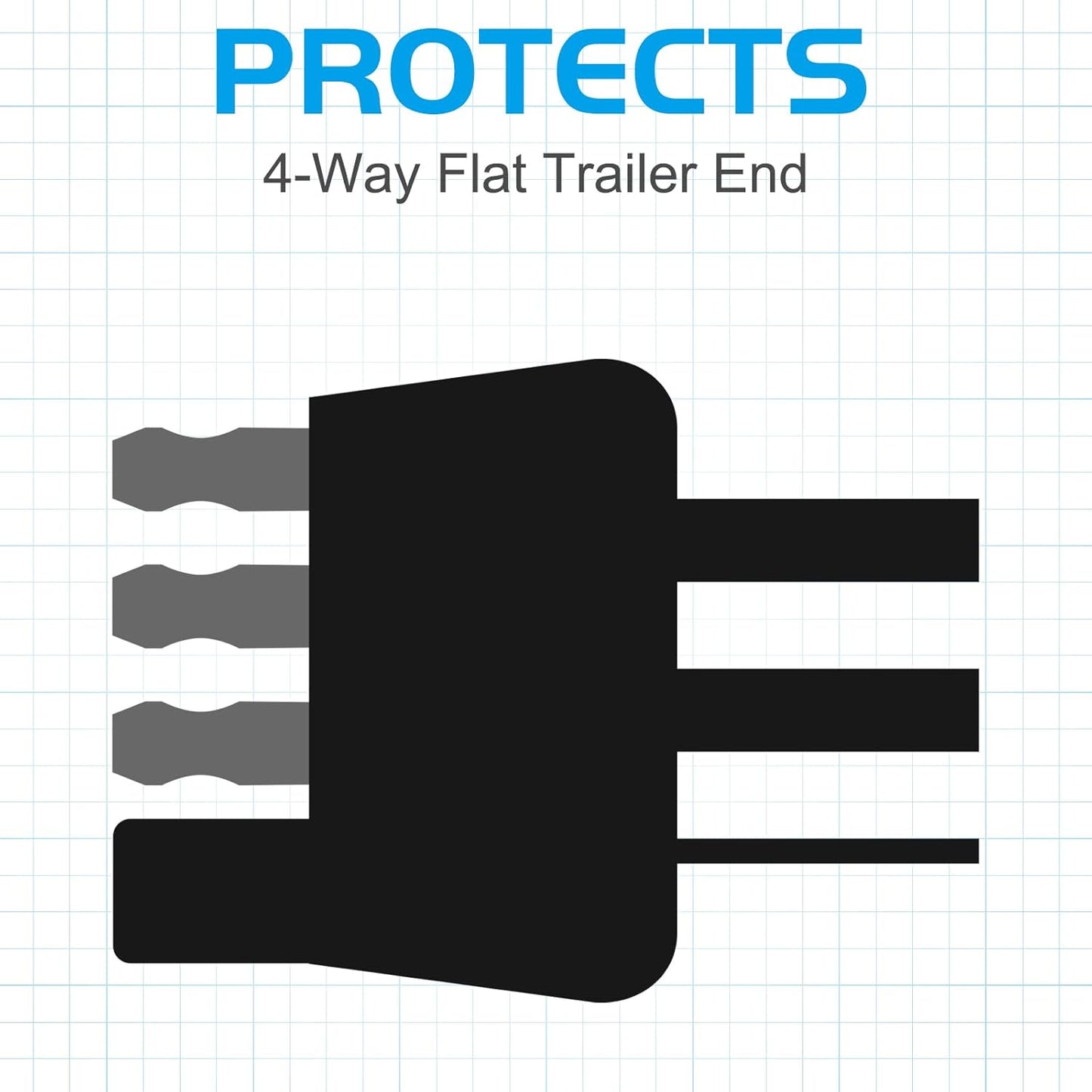 8 Pack 4-pin Flat Trailer Wiring Harness Connector Dust Cover Black Vehicle Side Plug Terminals Connection Dust Cover Bulk for Trailer Replace Against Dirt Water Rust
