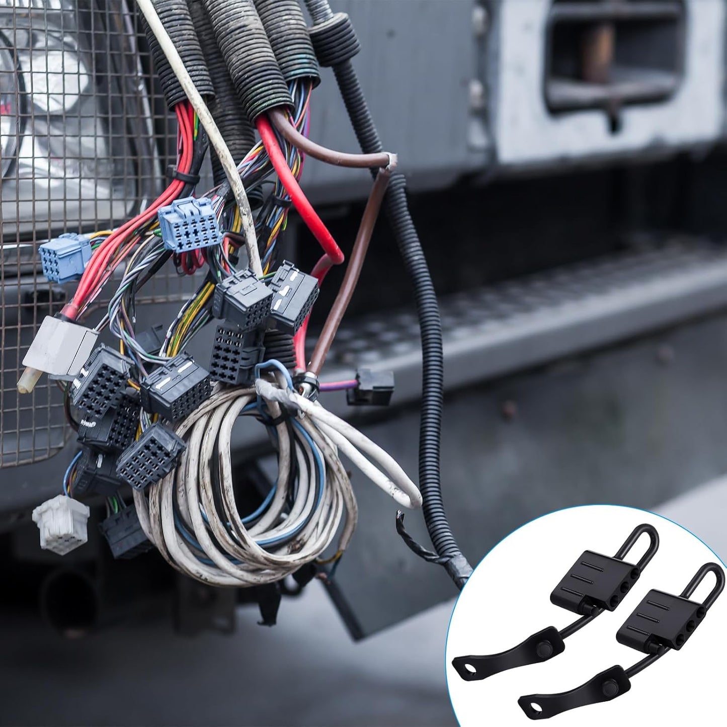 8 Pack 4-pin Flat Trailer Wiring Harness Connector Dust Cover Black Vehicle Side Plug Terminals Connection Dust Cover Bulk for Trailer Replace Against Dirt Water Rust