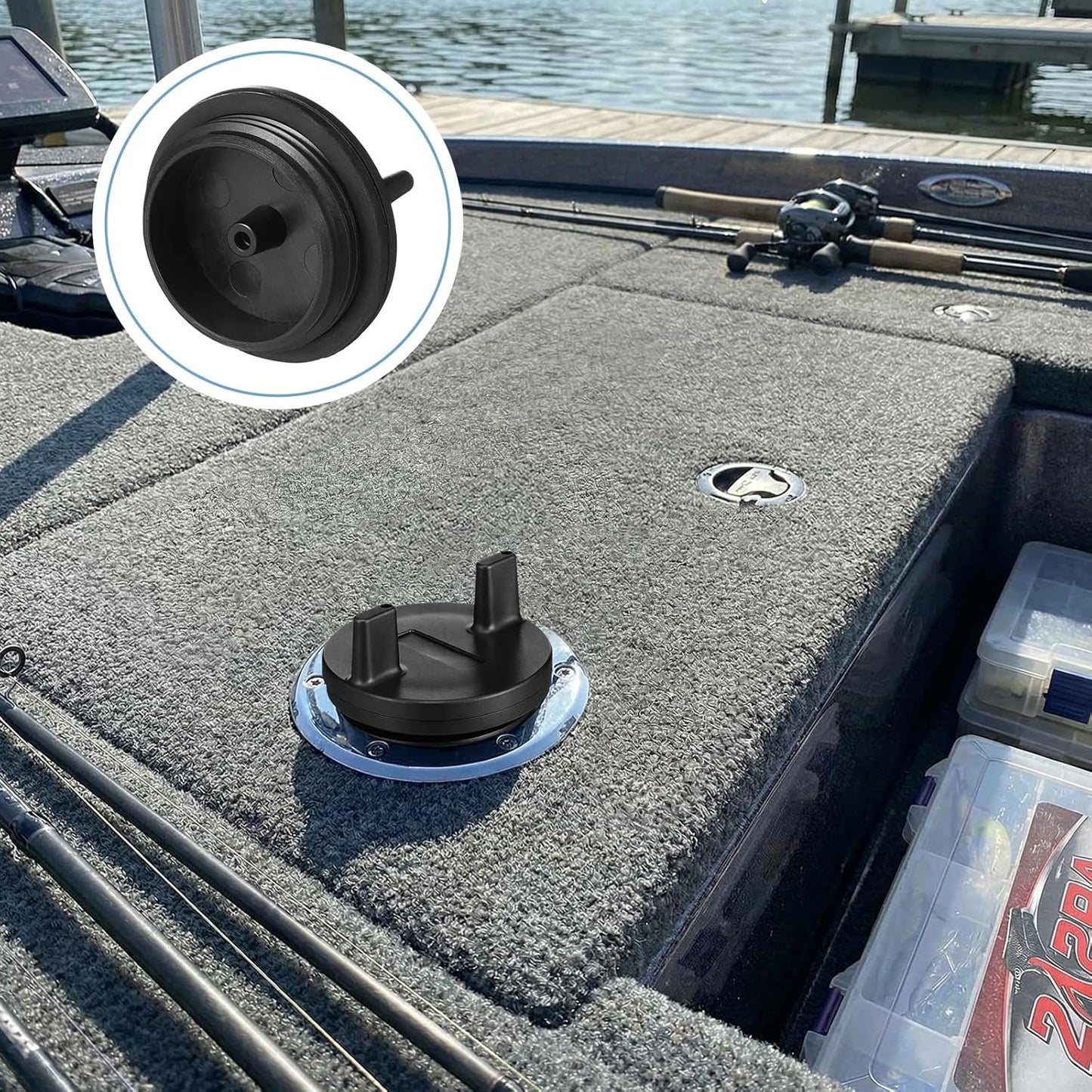 4 Pcs Fuel Deck Fill Cap for Boat Gas Tank Black Marine Fuel Filler Cap with O-Ring Seal Non-Locking Plastic Replacement Universal