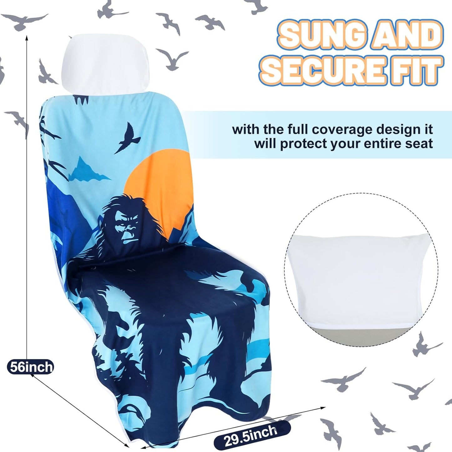 3 Pcs Car Seat Covers Full Set Universal Car Seat Towel Protector Accessories for Cars SUV Trucks, Gym Running Swimming Beach and Hiking Waterproof Sweat Towel