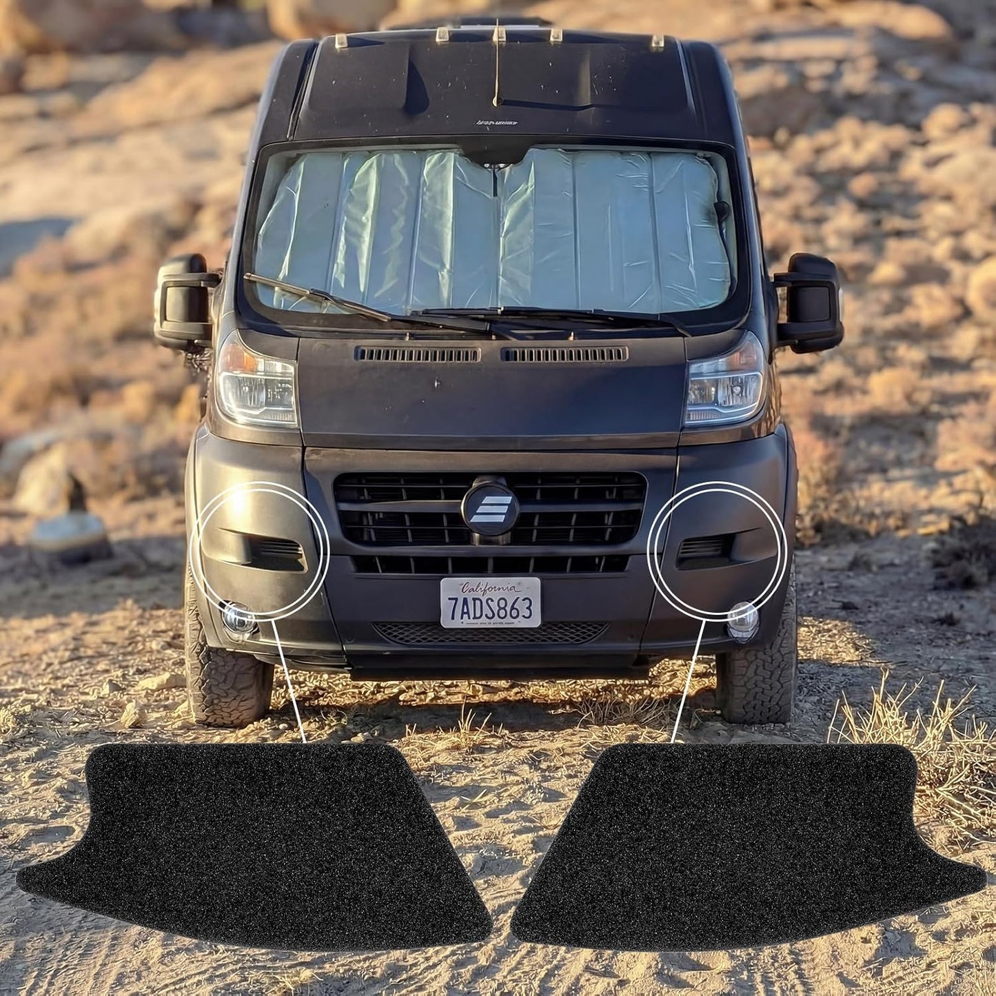 2 Pack Non-Slip Front Bumper Step Grips, Van Life Accessories Durable Sandpaper Material for Safe Windshield Cleaning, Self-Adhesive Easy Installation Compatible with Promaster 2014-2022