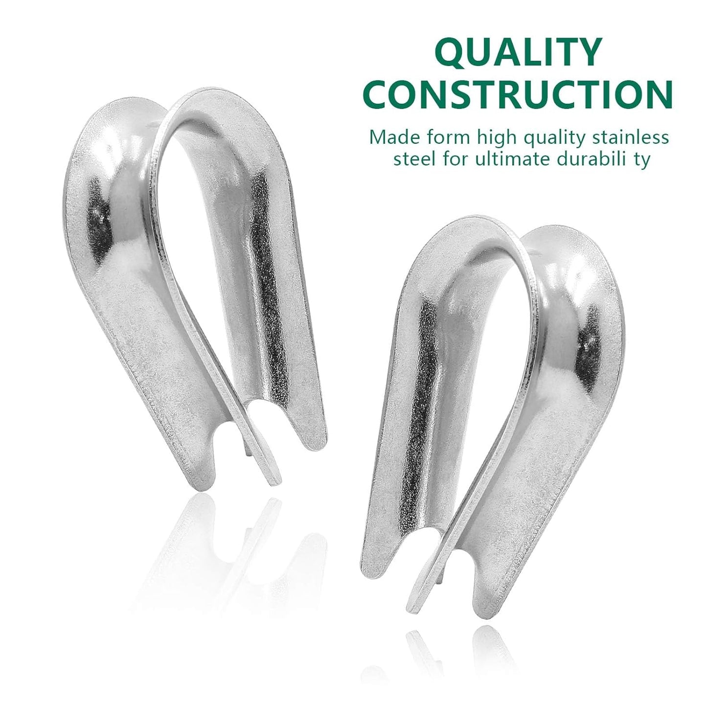 M5 Stainless Steel Thimble for 5/32" - 3/16" Dia Wire Rope Cable Thimbles Rigging-20pcs