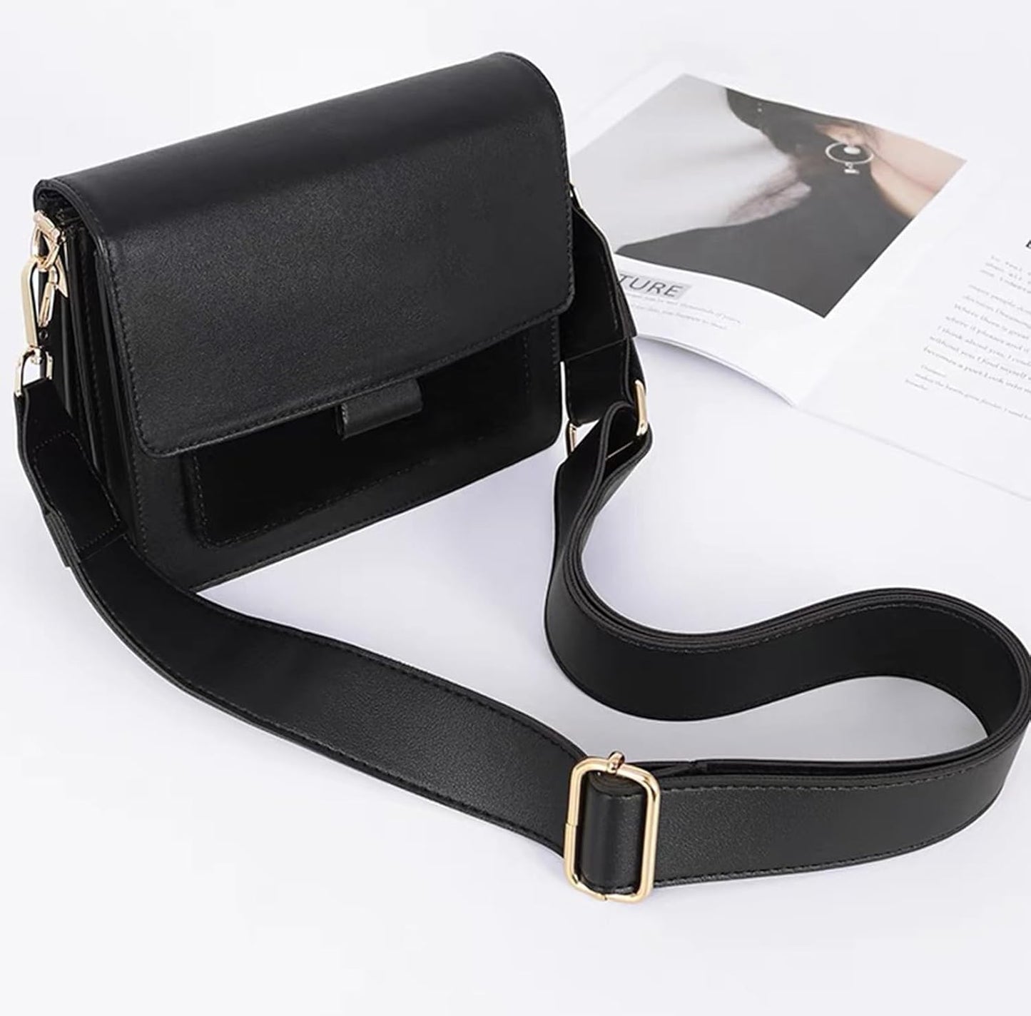 Dark Brown Leather Purse Strap Wide Adjustable Shoulder Purse Strap Handbags Replacement Crossbody Straps with Swivel Clasps, 33~55inch