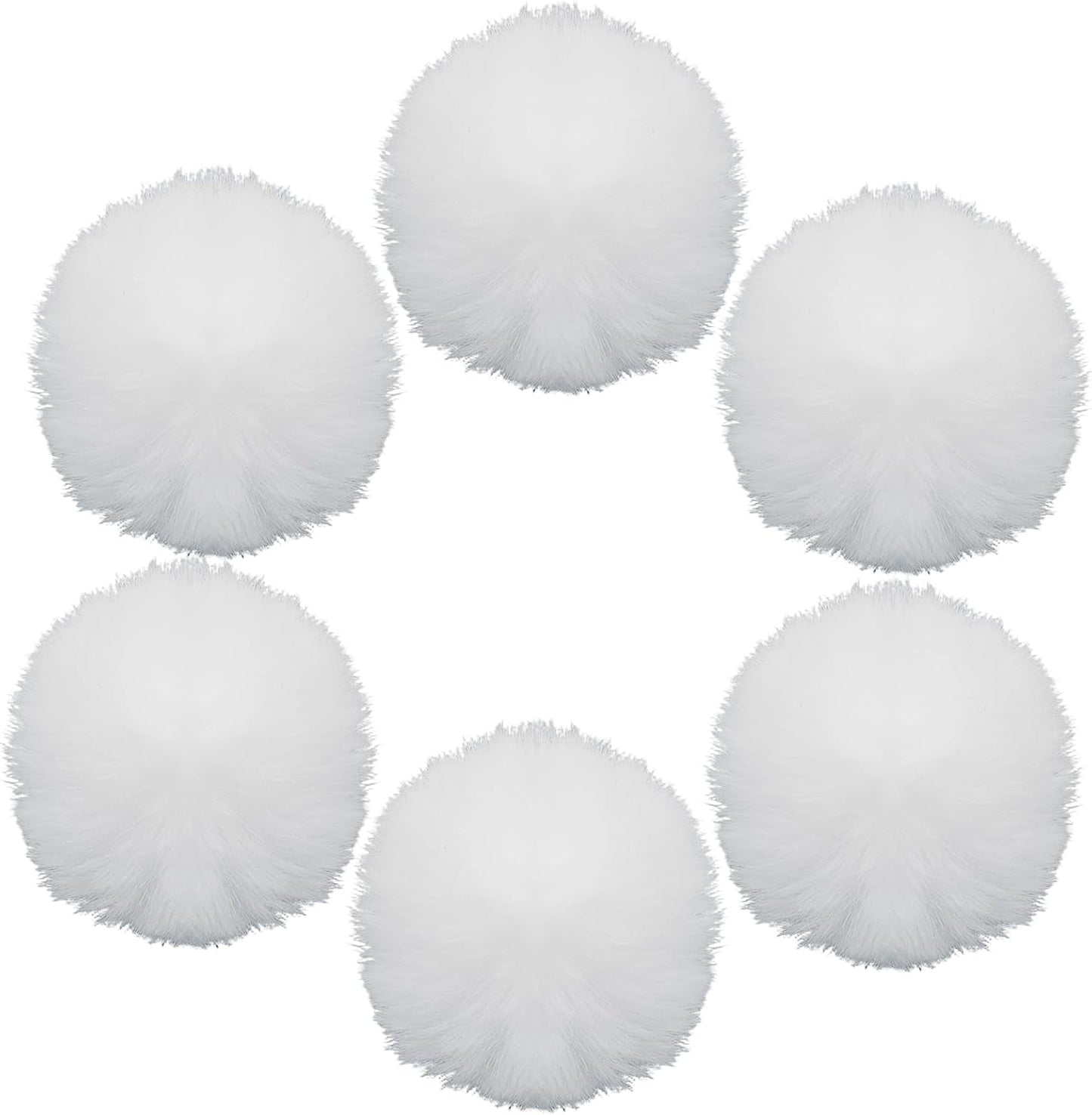 12 Pack Small Faux Fur Pom Pom Balls, 2.75 inch Fluffy Pompom Ball Elastic Loop Accessories, White Pompoms for Hats/Shoes/Scarves/Gloves/Bags