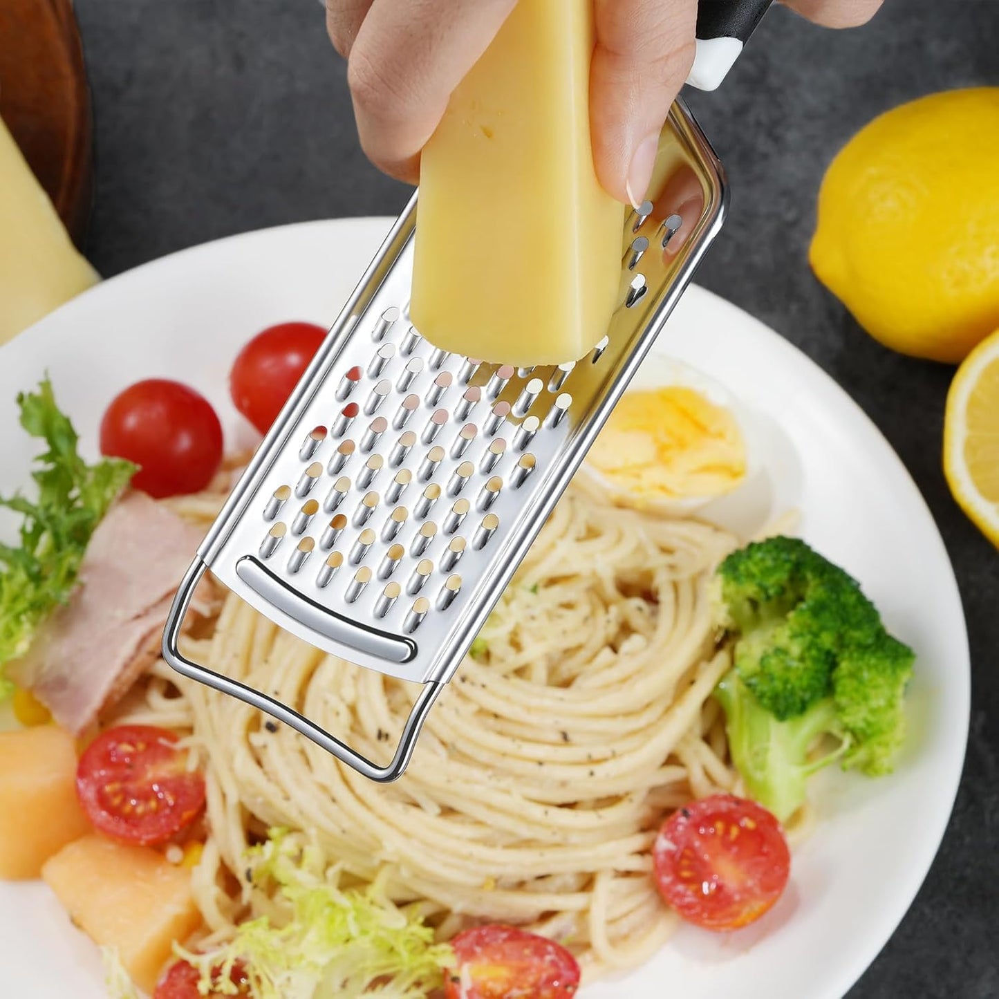 Cheese Grater,  3 Packs Stainless Steel Lemon Zester Grater with Silicone Handle for Cheese, Chocolate, Spices, and More