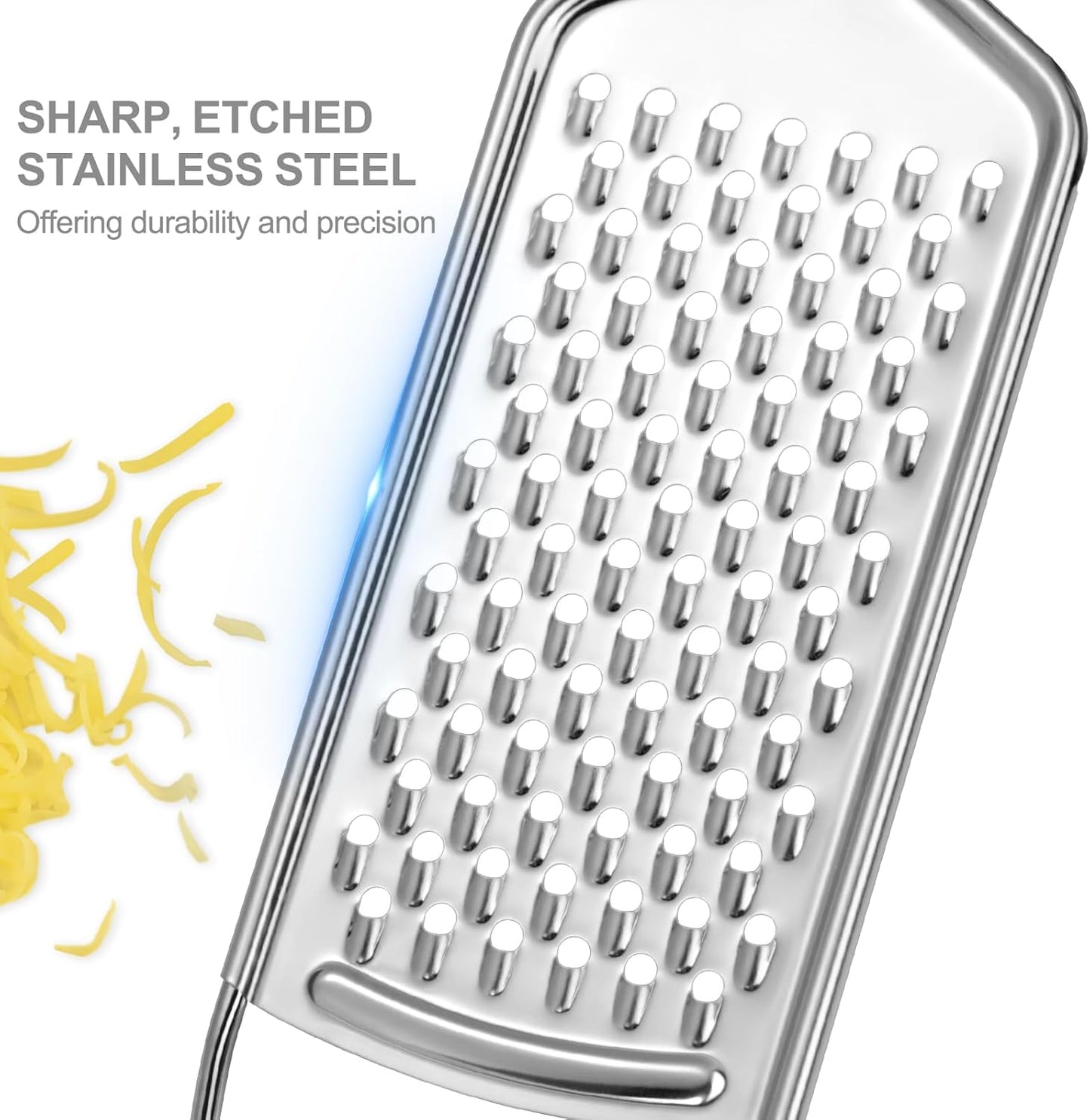 Cheese Grater,  3 Packs Stainless Steel Lemon Zester Grater with Silicone Handle for Cheese, Chocolate, Spices, and More