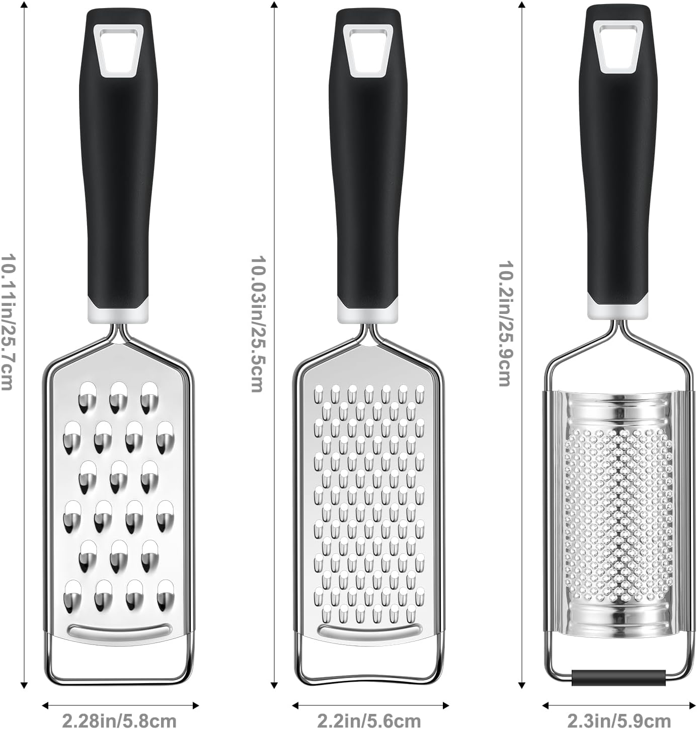 Cheese Grater,  3 Packs Stainless Steel Lemon Zester Grater with Silicone Handle for Cheese, Chocolate, Spices, and More