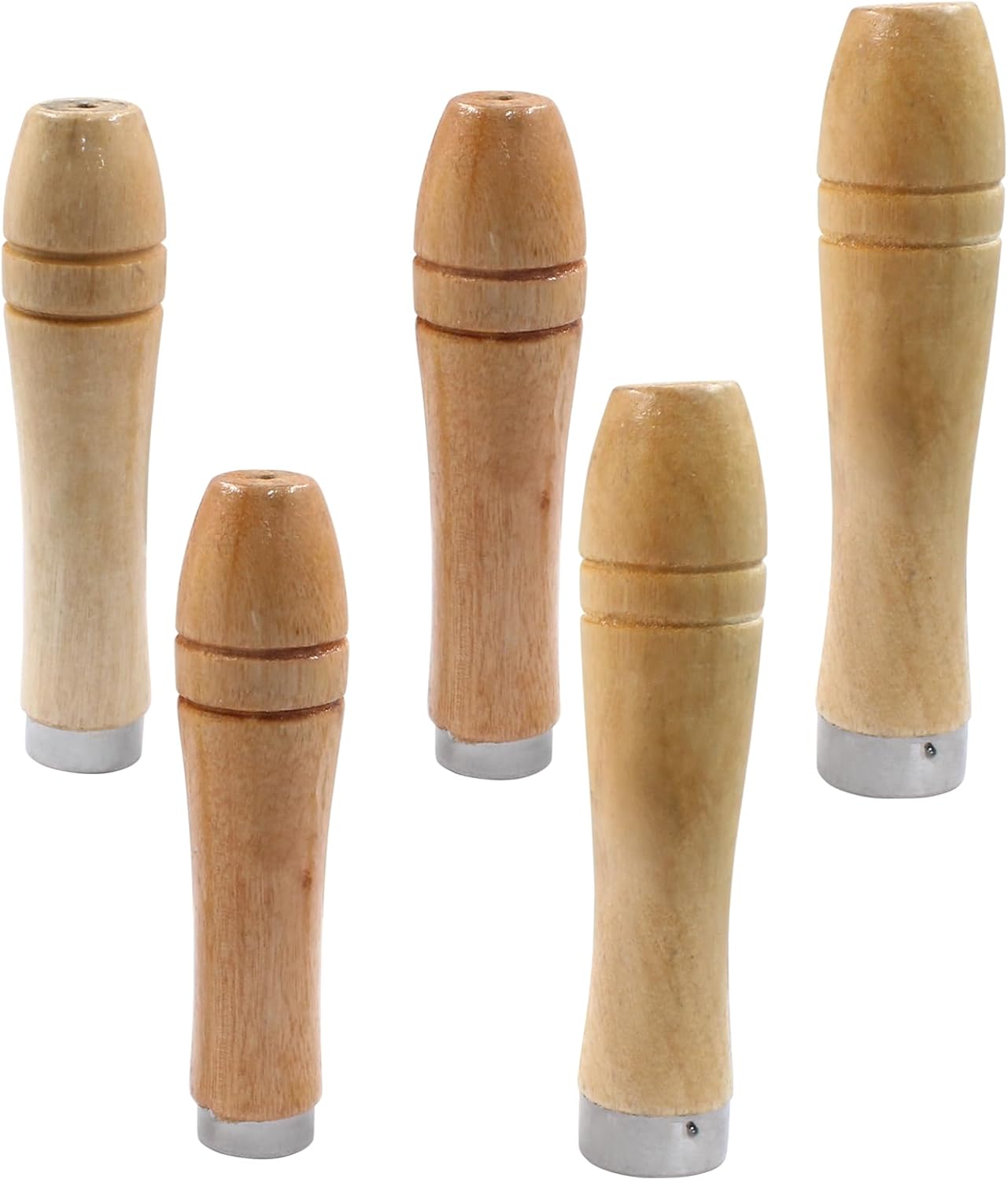 10pcs Wooden File Handle with Strong Metal Collars, Round Small Ergonomic Wooden Handle for 4"-7" File Cutting Tool Craft (5pcs 4mm + 5pcs 5mm)