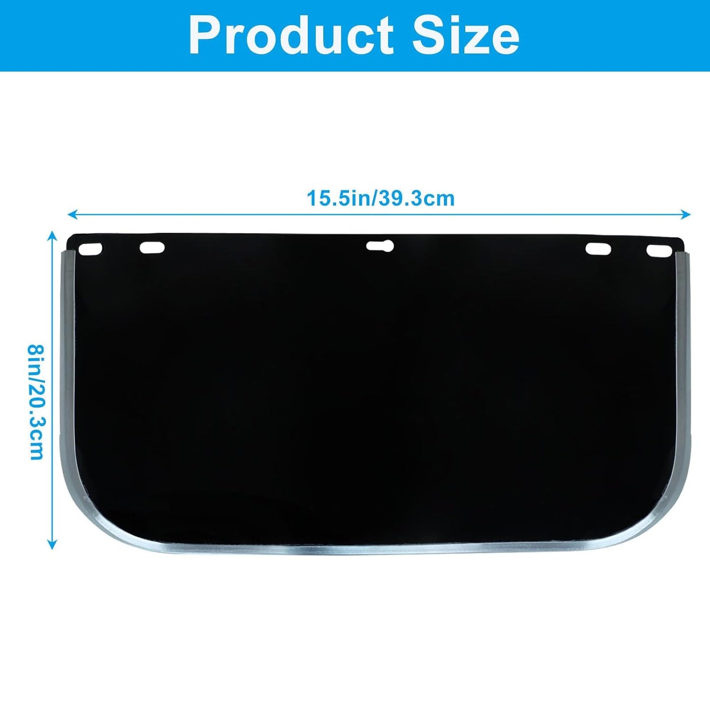 1 Pack Face Shield Replacement Lens, 15.5" x 8" Polycarbonate Protective Safety Visor Replacement, Impact-resistant Face Shield for Welding/Grinding/DIY/Cosplay Helmet (Black)