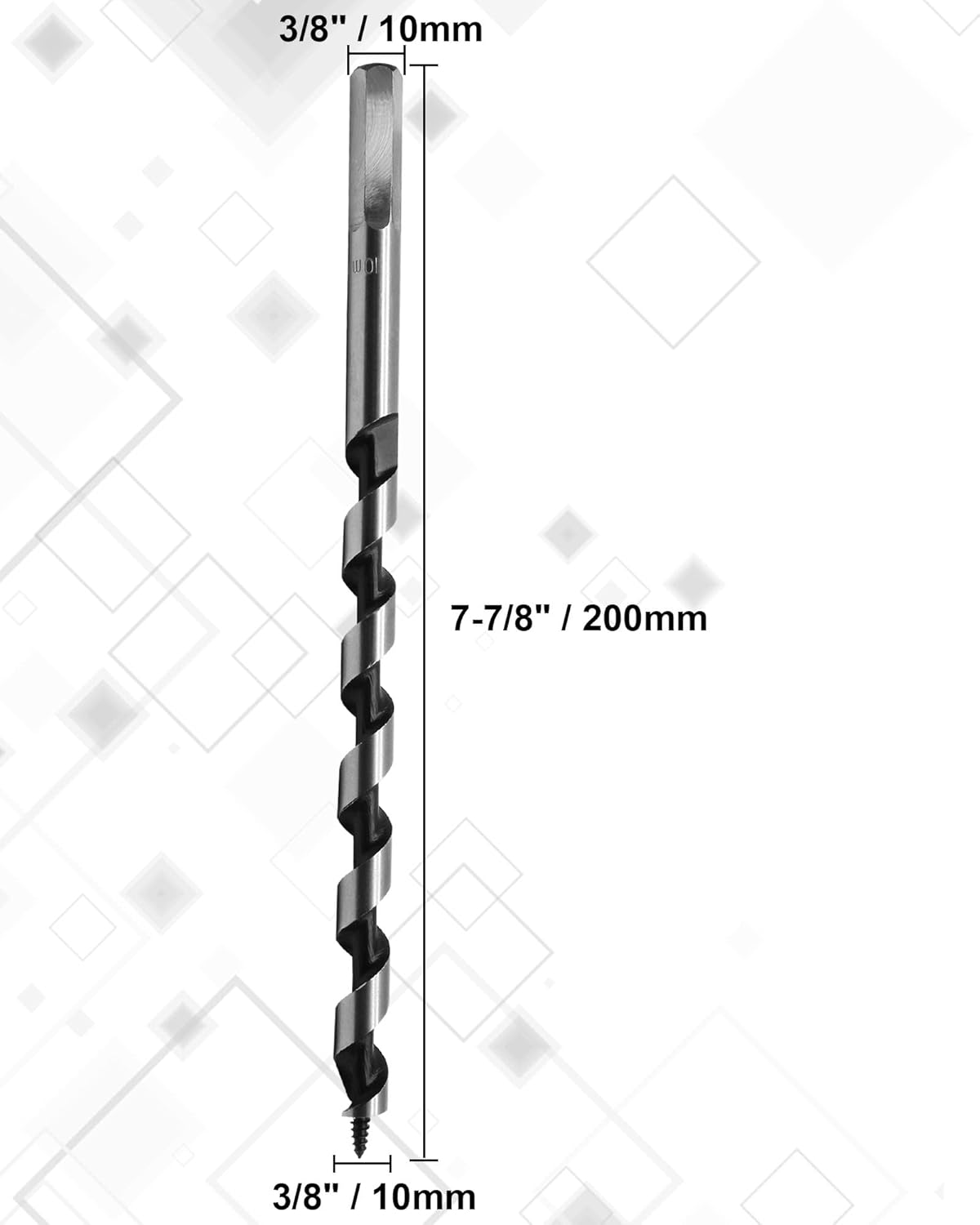 3/8" x 8" Wood Auger Drill Bit with 3/8 Inch Hex Shank Ship Auger Bit, Perfect for Soft & Hard Wood, Plastic, Drywall, PVC
