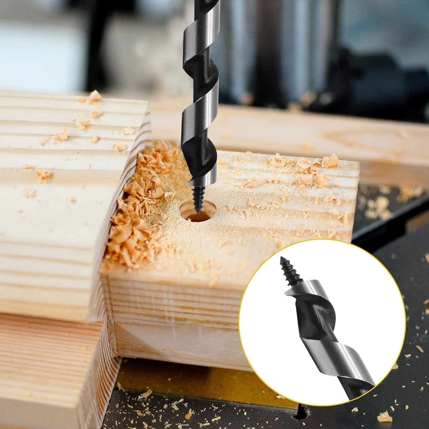 3/8" x 8" Wood Auger Drill Bit with 3/8 Inch Hex Shank Ship Auger Bit, Perfect for Soft & Hard Wood, Plastic, Drywall, PVC