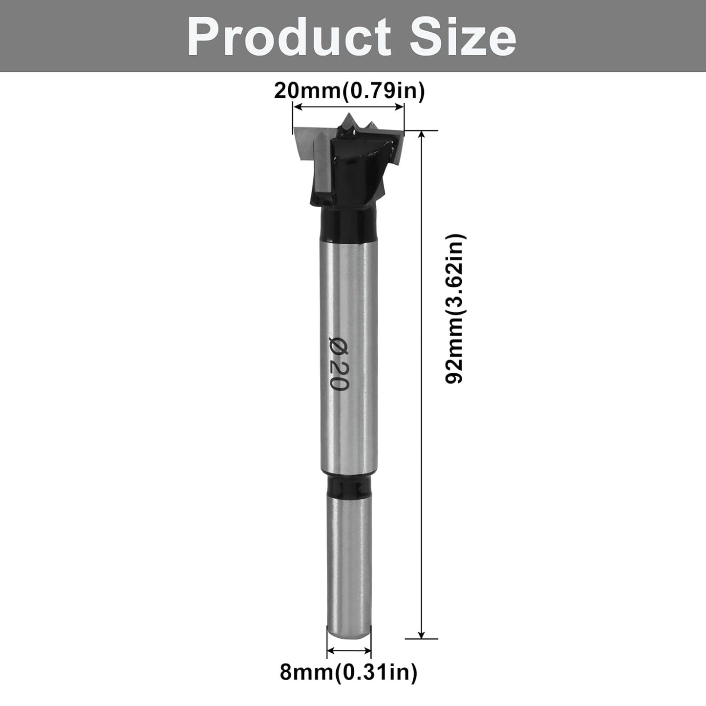 Forstner Drill Bits 20mm (25/32 inch), 2-Cutter Tungsten Carbide Wood Hole Saw Auger Opener Woodworking Tool, Upgraded Higher Hardness Cutter for Woodworking/DIY Enthusiasts.