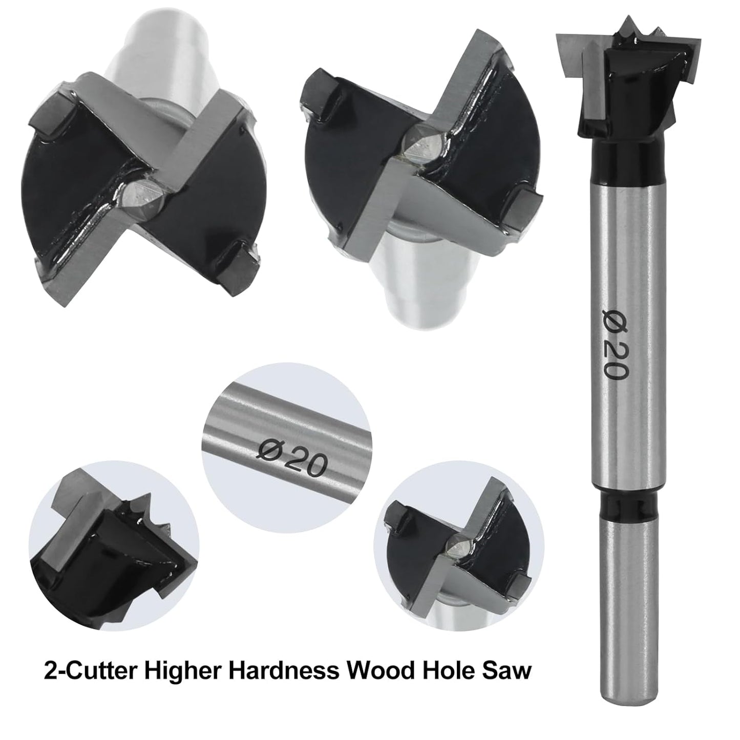 Forstner Drill Bits 20mm (25/32 inch), 2-Cutter Tungsten Carbide Wood Hole Saw Auger Opener Woodworking Tool, Upgraded Higher Hardness Cutter for Woodworking/DIY Enthusiasts.