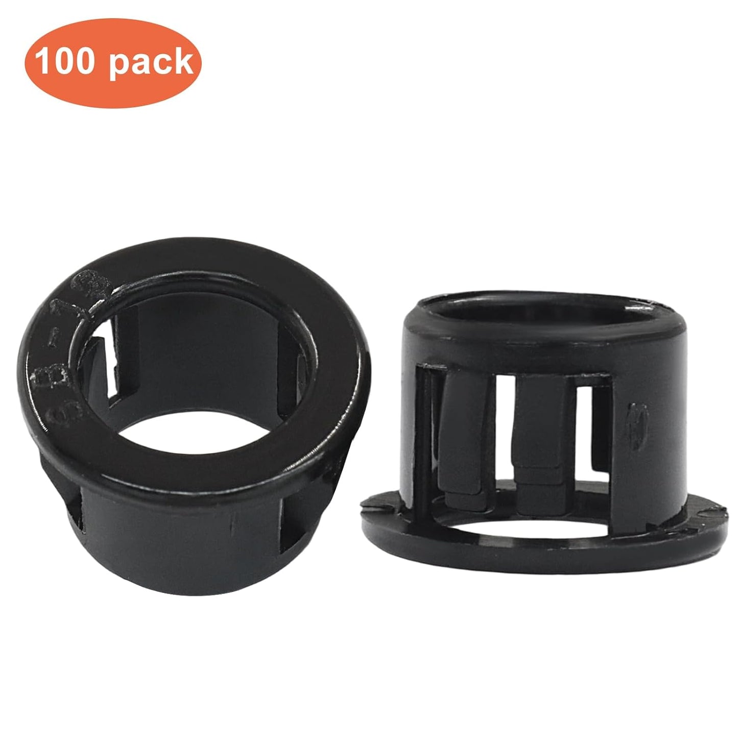 100PCS 1/2" Round Cable Snap Bushing, Black Snap Bushing Grommet Plastic Hole Plugs,Hole Plugs Tube Circular Locking Fastener for Cable Hose Wire/Furniture Fencing/Post Pipe(SB-13)