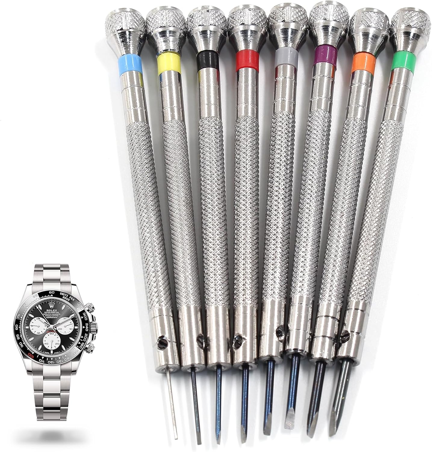 8 pieces 0.6-2.0mm Professional Precision Micro Flat Head Screwdriver Set for Glasses Watches Jewelers Electronics Repair
