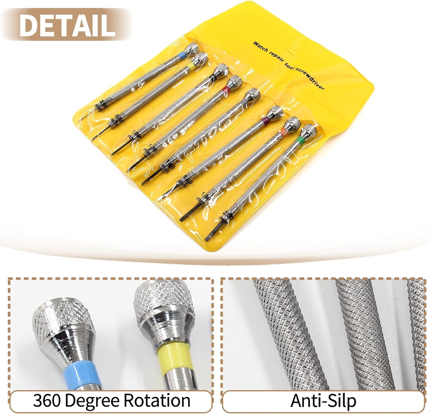 8 pieces 0.6-2.0mm Professional Precision Micro Flat Head Screwdriver Set for Glasses Watches Jewelers Electronics Repair
