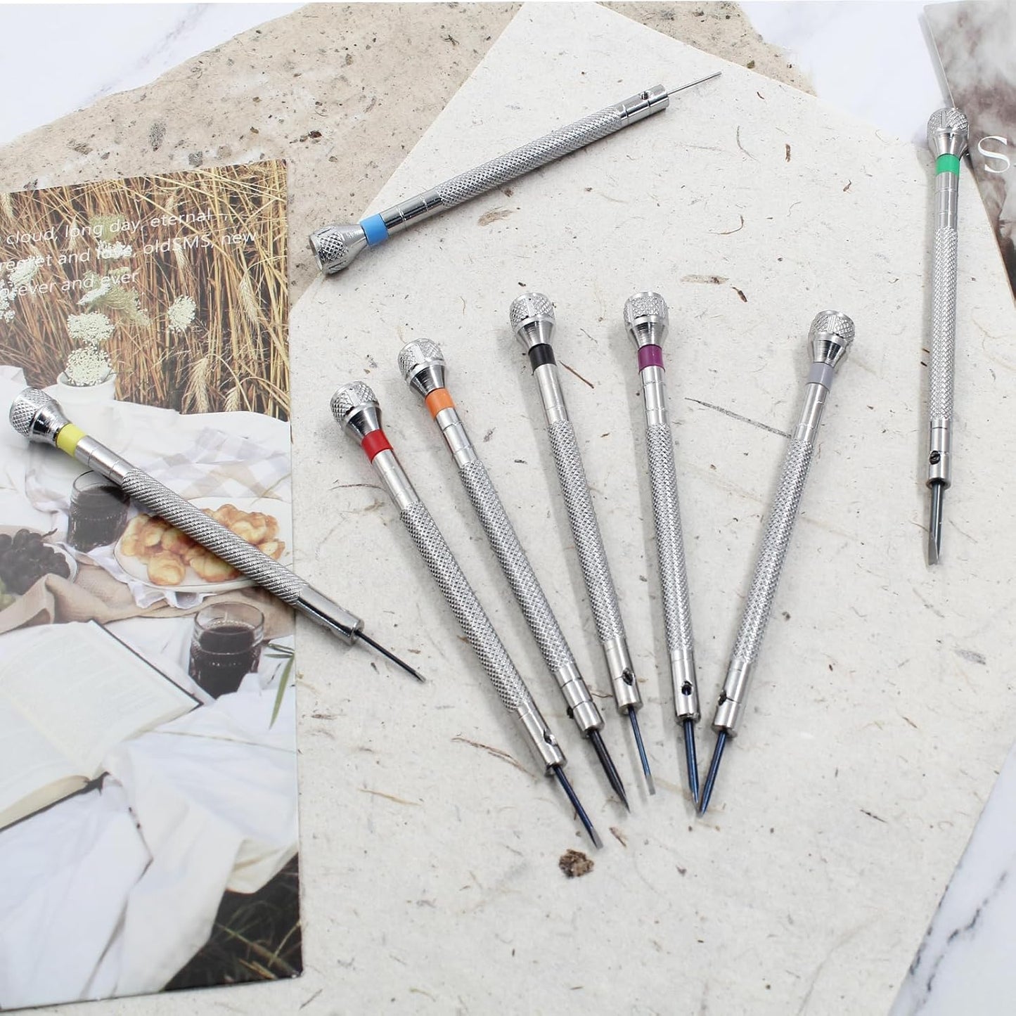8 pieces 0.6-2.0mm Professional Precision Micro Flat Head Screwdriver Set for Glasses Watches Jewelers Electronics Repair