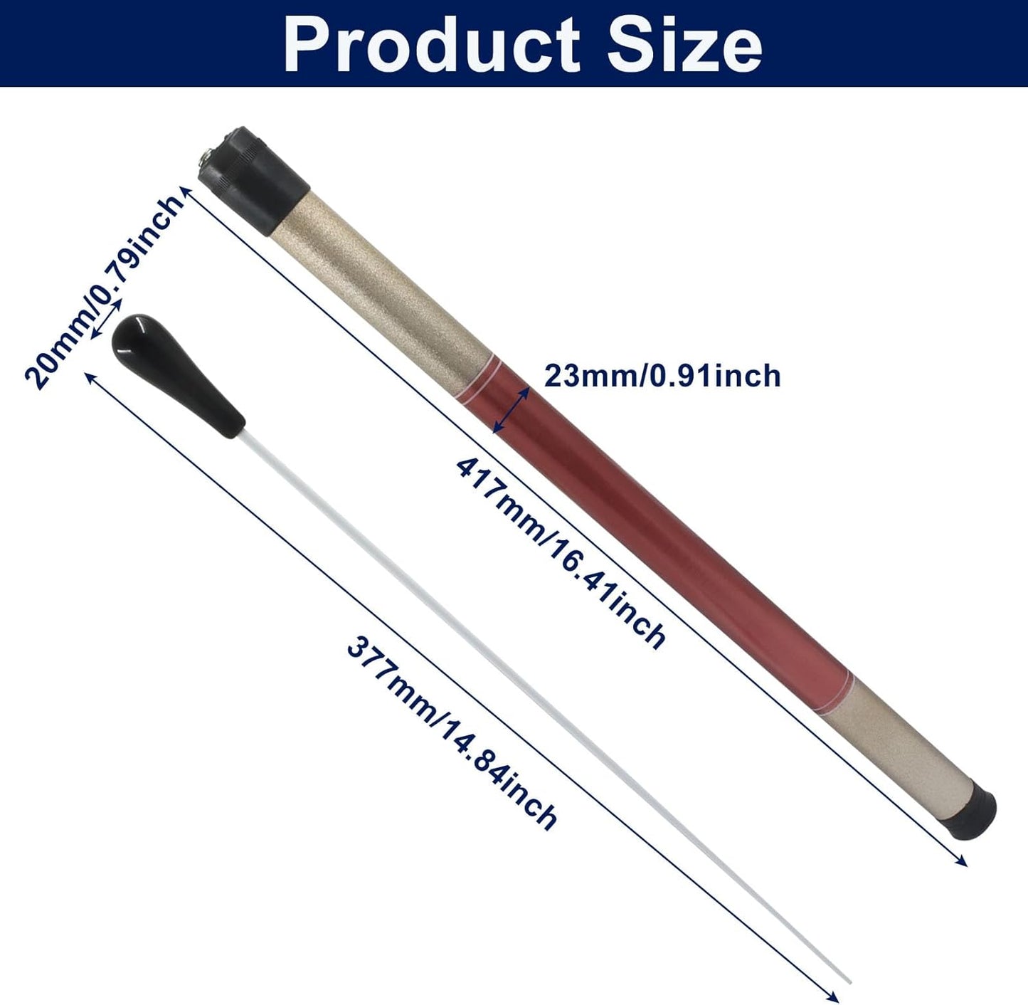 Music Conducting Baton, Imitation Agate Handle Baton Lightweight Conductor Baton with Tube Case for Concert(Black Handle, 1 Pack)