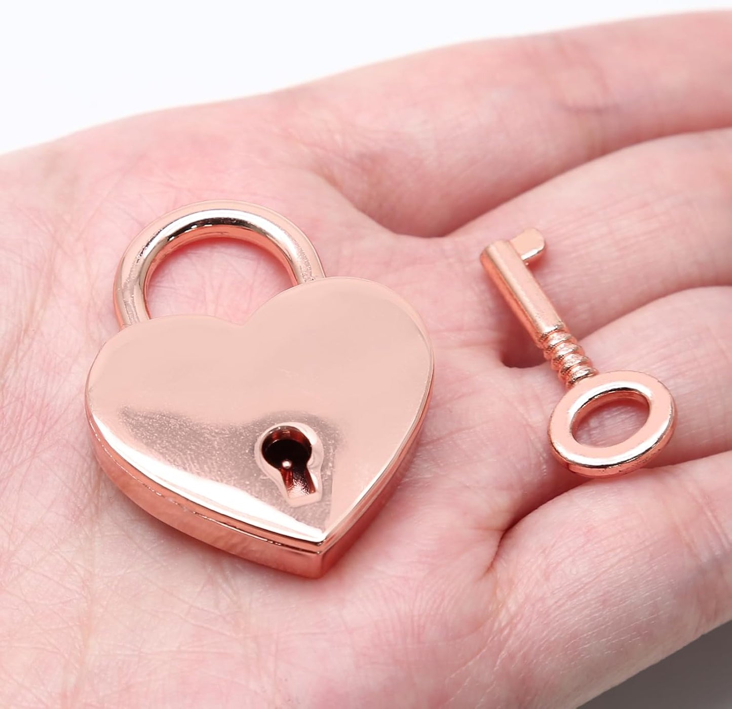 3pcs Mini Heart Shaped Padlock, Metal Lock with Key for Diary Book Jewelry Storage Box Handbag (Rose Gold)