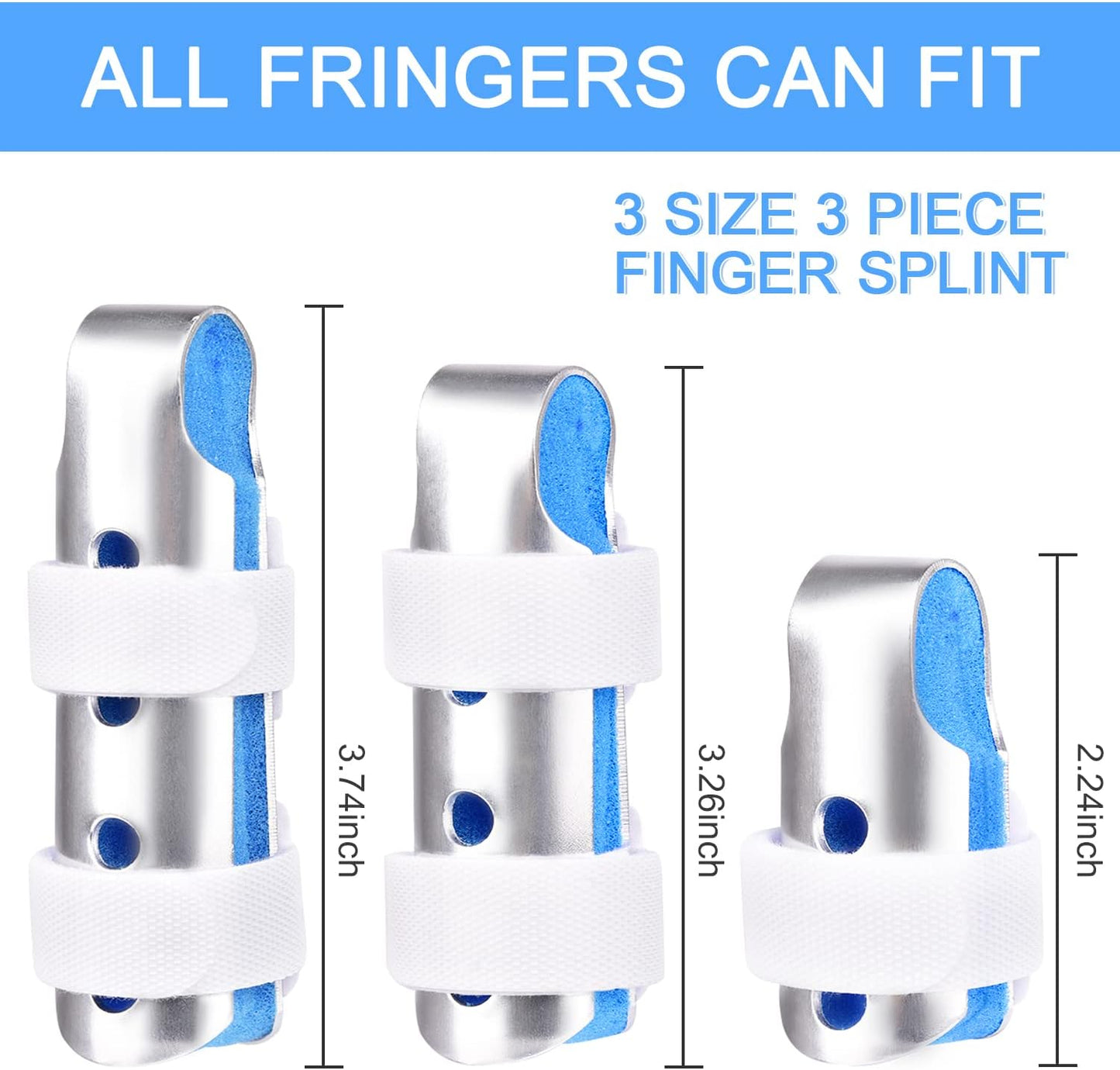 Finger Splint, 5PCS Finger Support Brace Finger Stabilizer for Broken Fingers Straightening Arthritis Knuckle Immobilization, Blue & Black