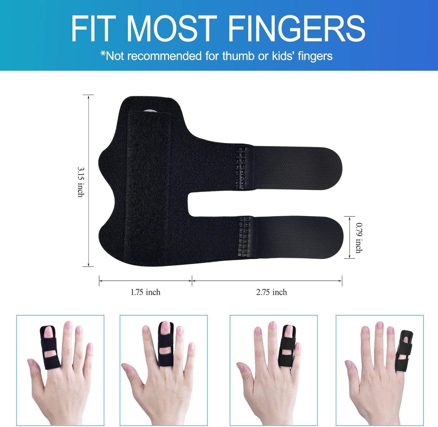 Finger Splint, 5PCS Finger Support Brace Finger Stabilizer for Broken Fingers Straightening Arthritis Knuckle Immobilization, Blue & Black