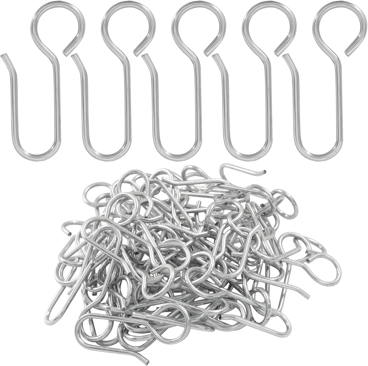 60 Pack S-Shaped Metal Curtain Track Hooks, Small Drapery Hooks Drape Pins, Ceiling Curtain Track Holders for Indoor/Shower/Window