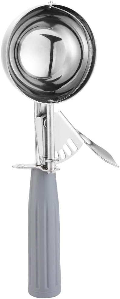 Portion Scoop - #8 (4 oz) - Disher, Large Cookie Scoop, Food Scoops, Muffin Scoops - Portion Control - 18/8 Stainless Steel, Grey Handle