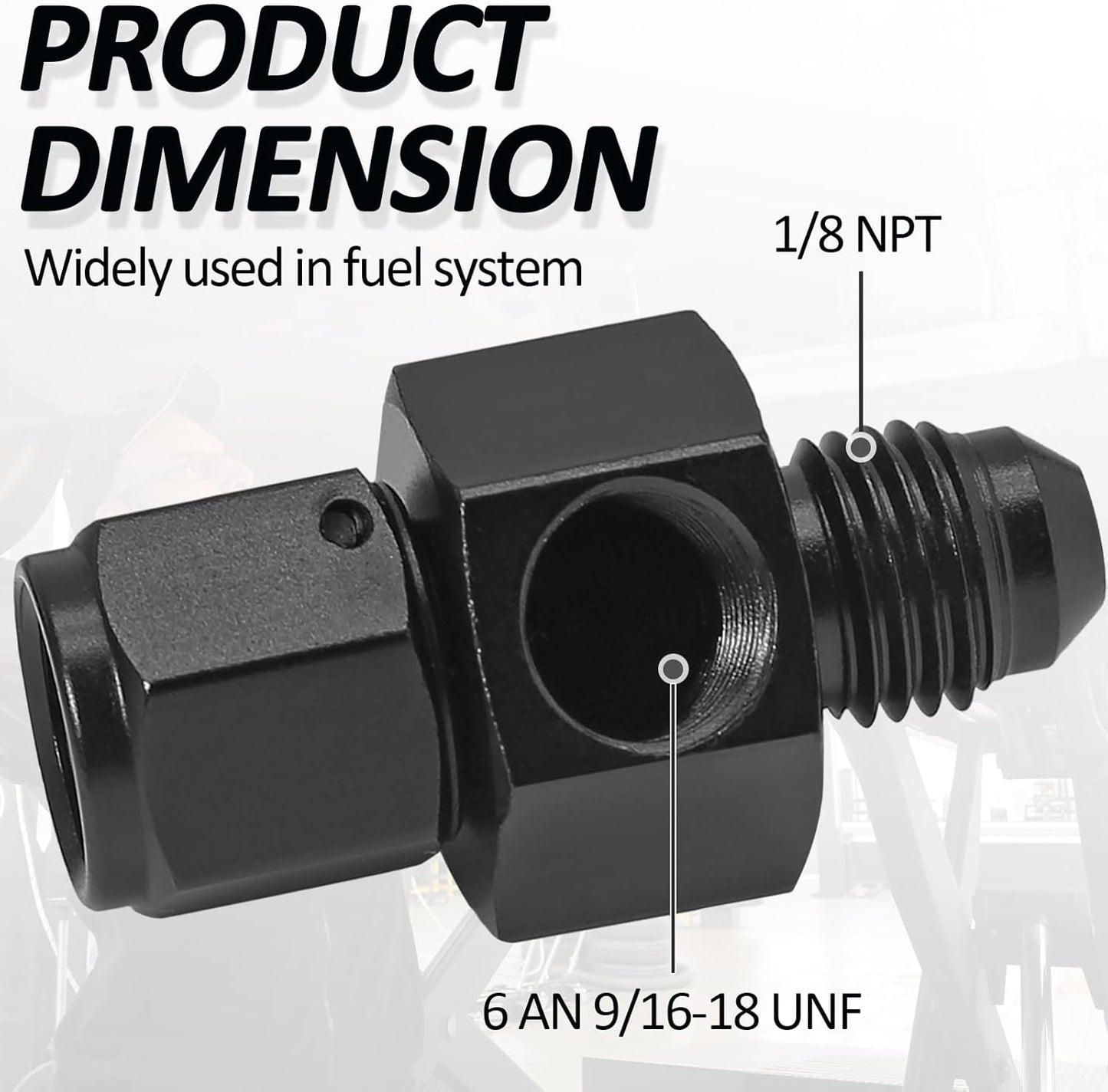 6AN Fuel Pressure Gauge Take Off Fitting Adapter, 6AN Male Flare to Female Swivel with 1/8 NPT Gauge Port Hose Adapter, Aluminum
