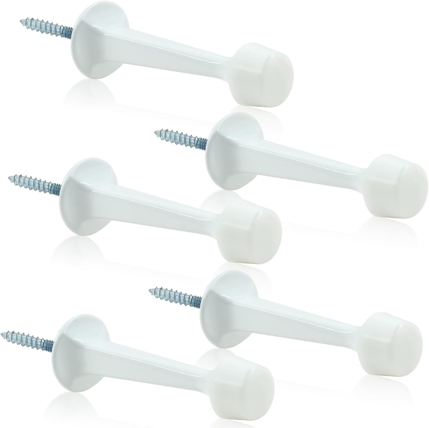 5 Pack Solid Rigid Door Stops Heavy Duty Door Stops 3" Door Stoppers with Rubber Tip for Wall & Door Protection, White