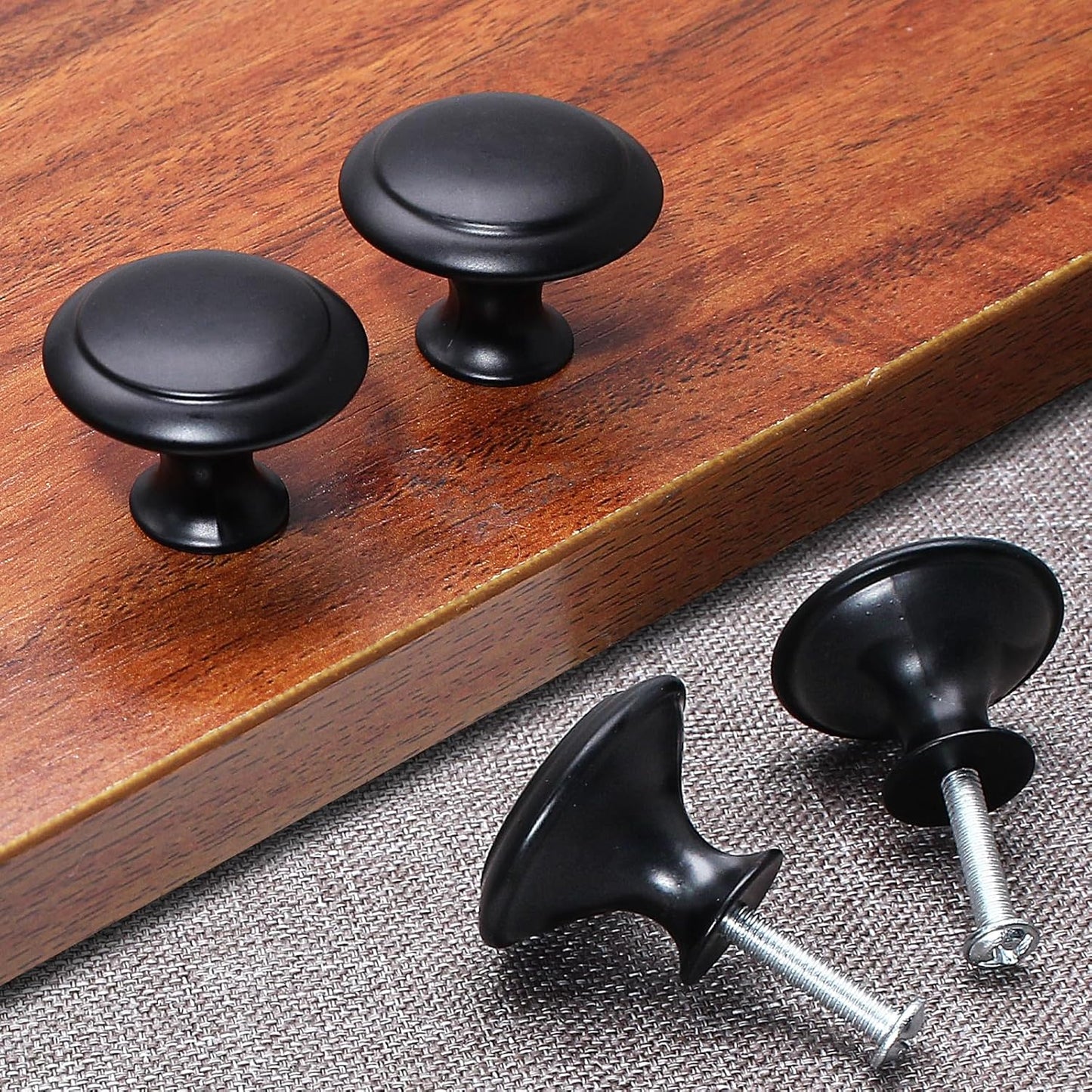 36 Pack Round Cabinet Knobs 1.05 Inch Drawer Pulls with Screws for Kitchen Cabinet Knobs Dresser and Door Handles Knob, Black
