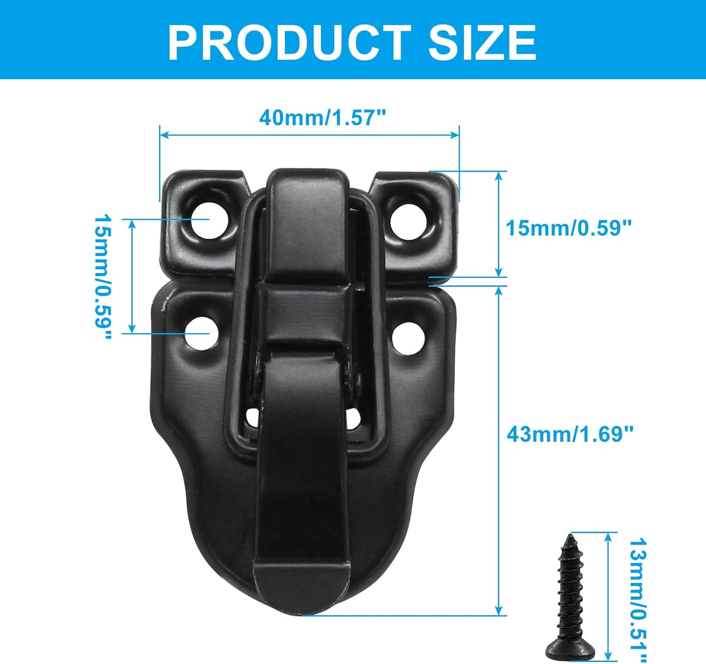 4Pack Retro Black Box Toggle Latch Antique Duckbilled Hasp Latch Catch with Padlock Hole Box Hasp Lock Toggle Hasp Latches Hardware for Jewelry Box Cabinet Wooden Case Ordinary Box Crafts