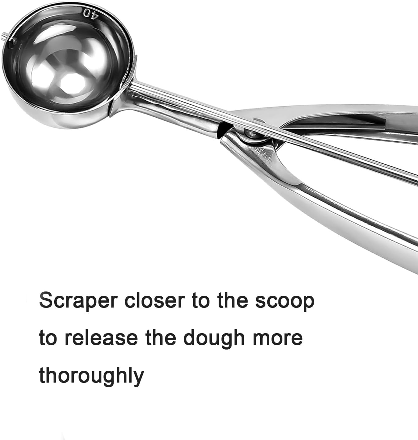 Medium Cookie Scoop, 2 Tbsp / 30ml / 1 oz, Size #40 Cookie Dough Scoop, Cookie Scoops for Baking, 1 25/32 inches / 4.5 CM Ball, 18/8 Stainless Steel, Secondary Polishing