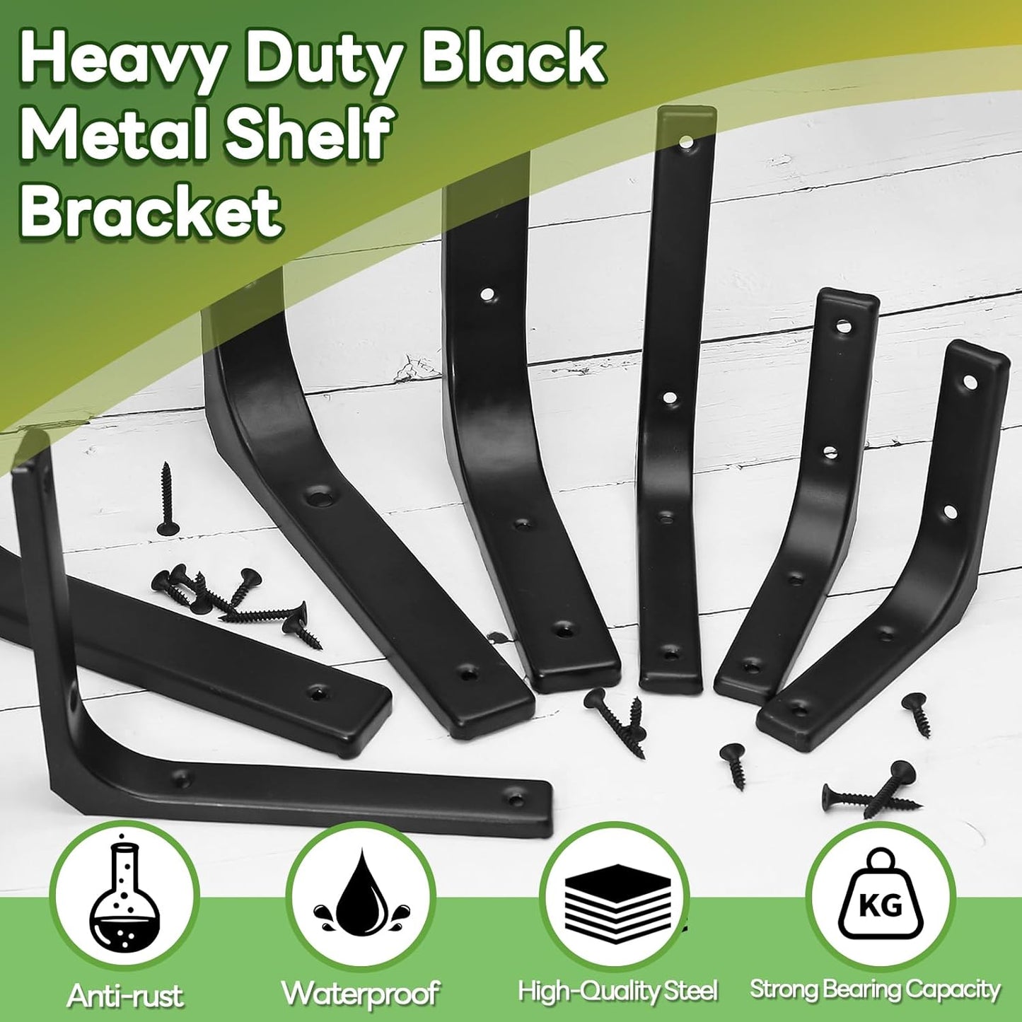 4 Pack Wall Shelf Brackets, 4 x 4 Inch Heavy Duty Shelf Support Bracket, Floating Shelf Bracket L Bracket Corner Brace Support Decorative Joint Angle Bracket, Matte Black