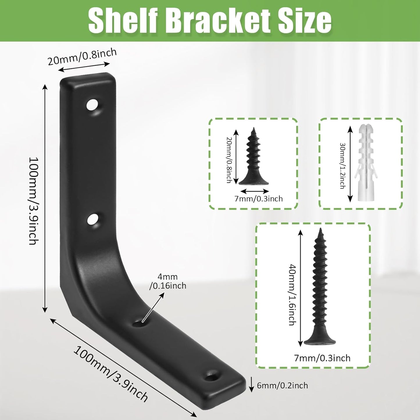 4 Pack Wall Shelf Brackets, 4 x 4 Inch Heavy Duty Shelf Support Bracket, Floating Shelf Bracket L Bracket Corner Brace Support Decorative Joint Angle Bracket, Matte Black