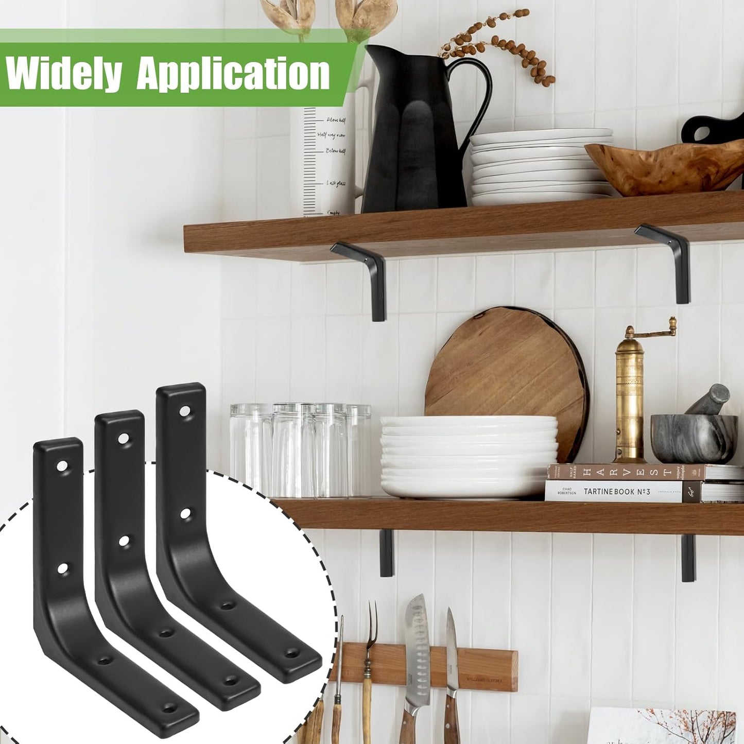 4 Pack Wall Shelf Brackets, 4 x 4 Inch Heavy Duty Shelf Support Bracket, Floating Shelf Bracket L Bracket Corner Brace Support Decorative Joint Angle Bracket, Matte Black