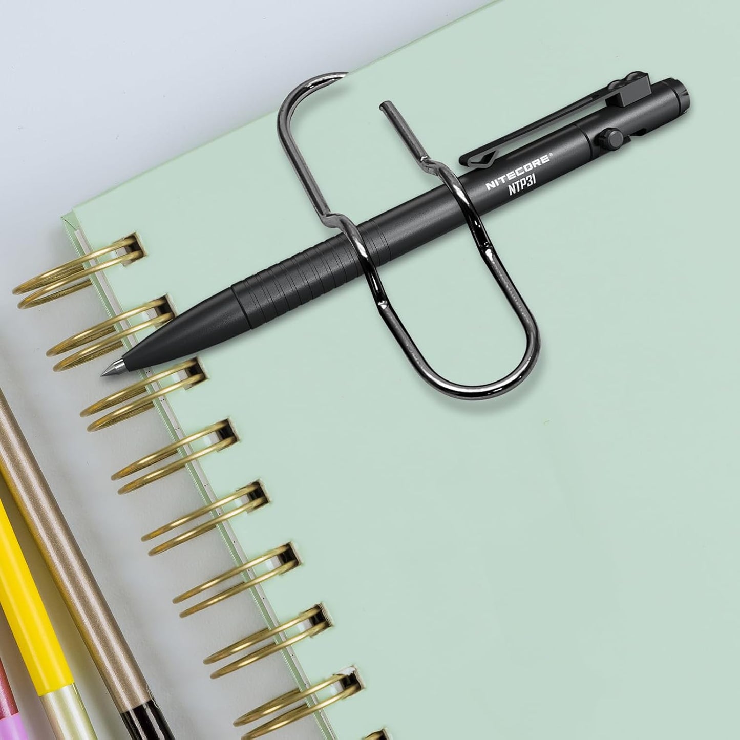 20 PCS Metal Pen Clips, Black Pen Holder, Multifunctional Pen Clip Holders for Notebooks, Paper, Clipboard