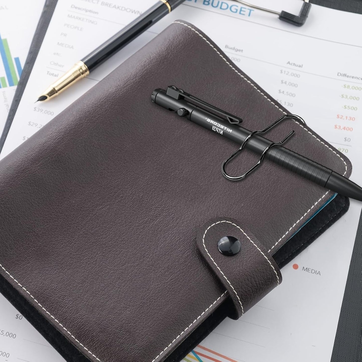 20 PCS Metal Pen Clips, Black Pen Holder, Multifunctional Pen Clip Holders for Notebooks, Paper, Clipboard