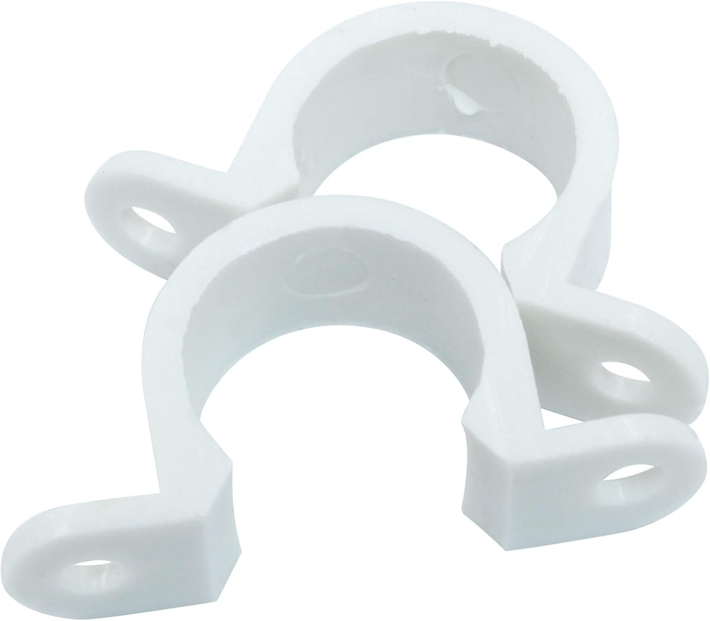 100Pcs 1/2 Inch PVC Pipe Clamps, 2 Hole Pipe Strap Plastic Conduit Clamp Conduit Clips for PVC Pipes Conduit Cables Hose, White