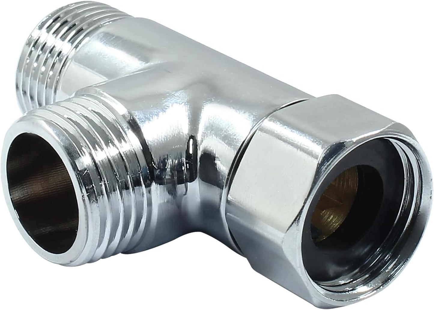G1/2" 3 Way Diverter Valve, Solid Brass Tee Adapter Connection for Bath Shower Arm, Bidet Sprayer Faucet (Silver)