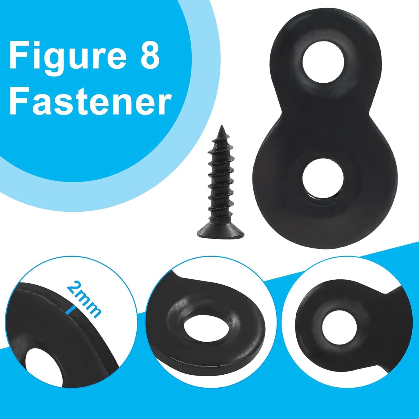 30 Pack Heavy Duty Figure 8 Fastener Clips, Solid Steel Fasteners Screws Heavy Duty Clips, Durable Table Top Connector for Desk Assembly/DIY Enthusiasts/Home(Black)