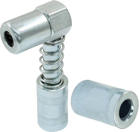 1 Pack 90 Degree Grease Coupler Adapter with Sleeves, Grease Gun Coupler Snaps onto Grease Fittings in Tight Spaces for Farm Truck Auto Industrial Use