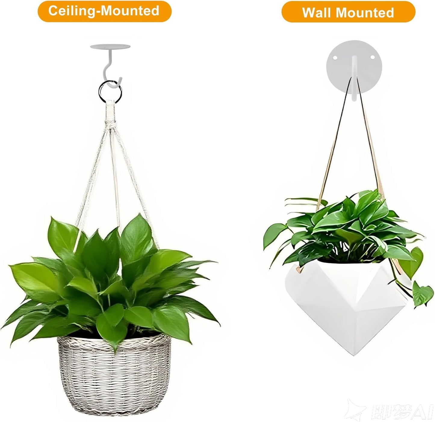 3 Pack Heavy Duty Ceiling Hooks, Metal Wall Mounted Hangers for Indoor Outdoor Bird Feeders Planters, Hanging Plants(White)
