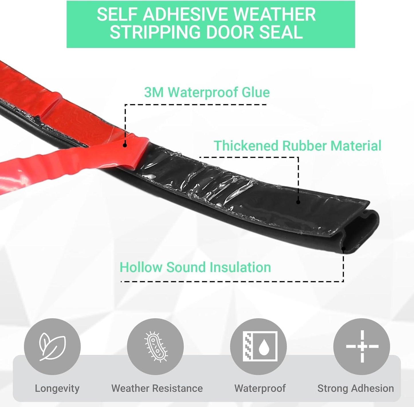 40 FT Rubber Weather Stripping Door Seal Strip Self-Adhesive D-Shape Door Weatherstripping Sealers for Doors Windows, Easy Cut to Size, Black