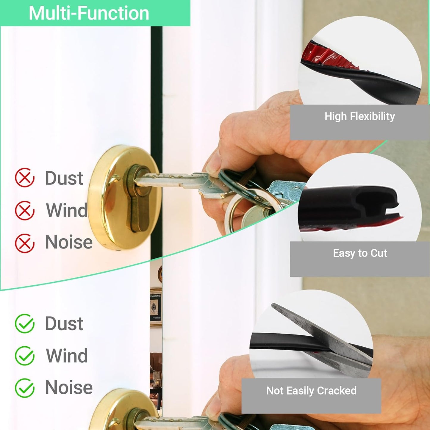 40 FT Rubber Weather Stripping Door Seal Strip Self-Adhesive D-Shape Door Weatherstripping Sealers for Doors Windows, Easy Cut to Size, Black