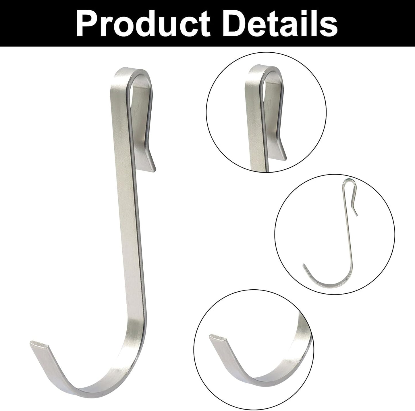 20 Pack J Shaped Clip-on Hook, Stainless Steel Wire Rack Clip-on Hanger, Hanging Sink Grid Shelf for Kitchen/Bedroom/Office (Silver)
