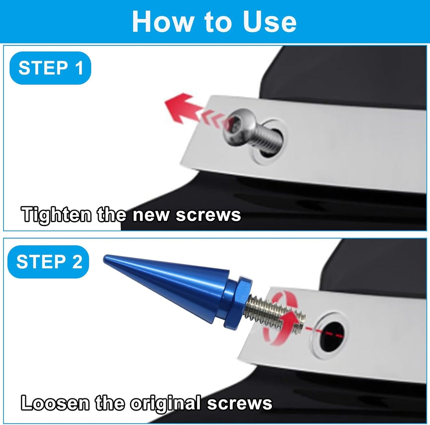 Windshield Bolts Blue Fairing Bolts, Windscreen Screws Kit Compatible for Street Glide, Electra Glide, Ultra Classic, Ultra Limited, Tri Glide Models