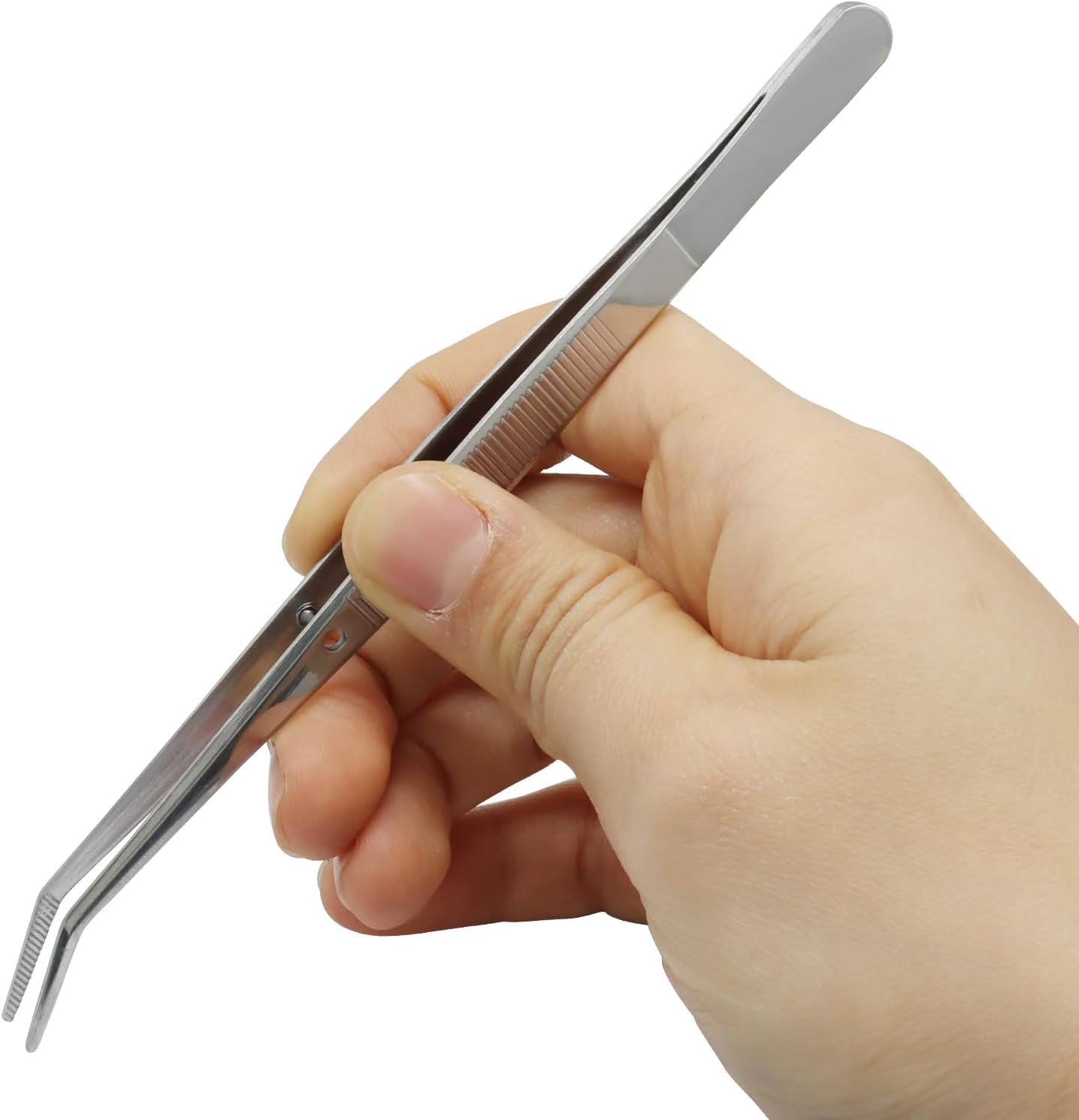 6 Pcs Stainless Steel Tweezers, 6" Sewing Tweezers with Curved Serrated Tip for Crafting, Multipurpose Curved Tip Forceps for Jewelry Making, Eyelash Extension, Precision Grip (Silver)
