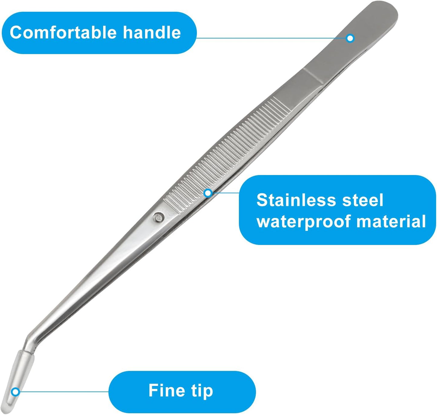 6 Pcs Stainless Steel Tweezers, 6" Sewing Tweezers with Curved Serrated Tip for Crafting, Multipurpose Curved Tip Forceps for Jewelry Making, Eyelash Extension, Precision Grip (Silver)